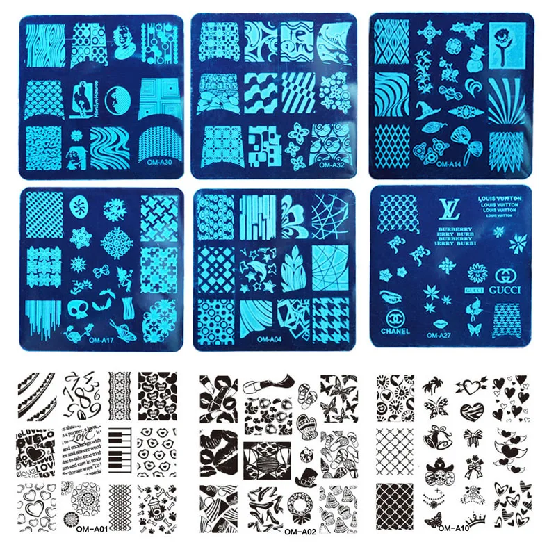 

MANZILIN mp0013 OM-A1-32 Art Plate Stamp Stamping Set Round Stainless Steel DIY Nail Polish Print Manicure Nail Stencil Template