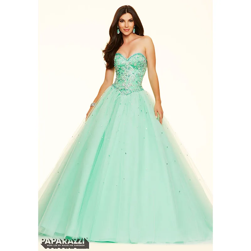 Mint Green Prom Dresses Ball Gown Corset 2017 Sweetheart Beaded
