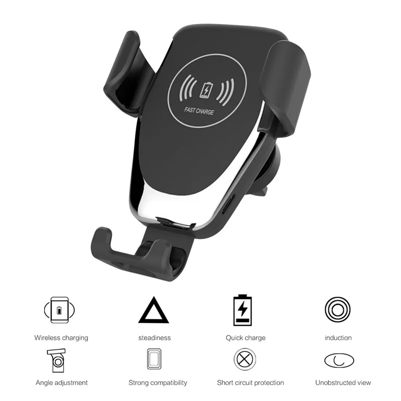 

Car Mount Qi Wireless Charger , Automatic Clamping Fast Car Charging Phone Holder for IPhone XS Max X XR 8 Samsung Huawei Xiaomi
