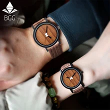 2016 New Arrival Japanese Movement Casual Wood Color Wristwatch Vintage Leather Strap Bamboo Wooden Watches For Men Women Watch