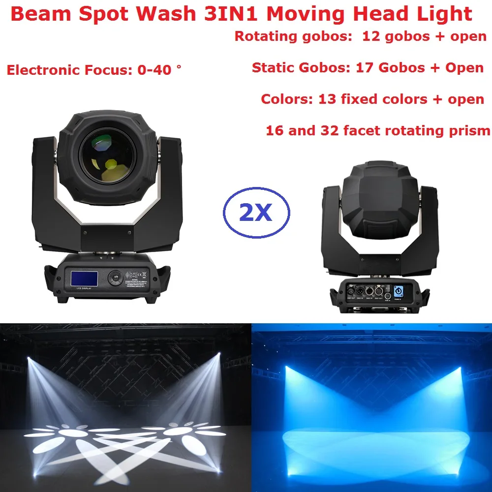 Flightcase 3IN1 350W 17R 16/32 Facet Rotating Prism Moving Head Lights Spot Beam Wash 3IN1 Professional Stage Lighting Equipment