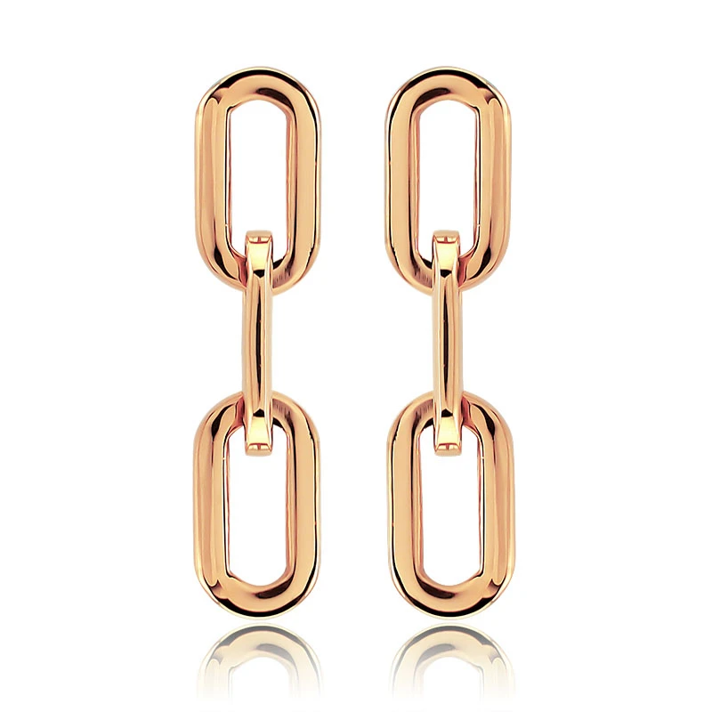 Новые модные серьги-гвоздики из хирургической стали разной длины, овальные геометрические серьги-гвоздики для женщин, Серебряное Золотое розовое - Окраска металла: 3 link rose gold