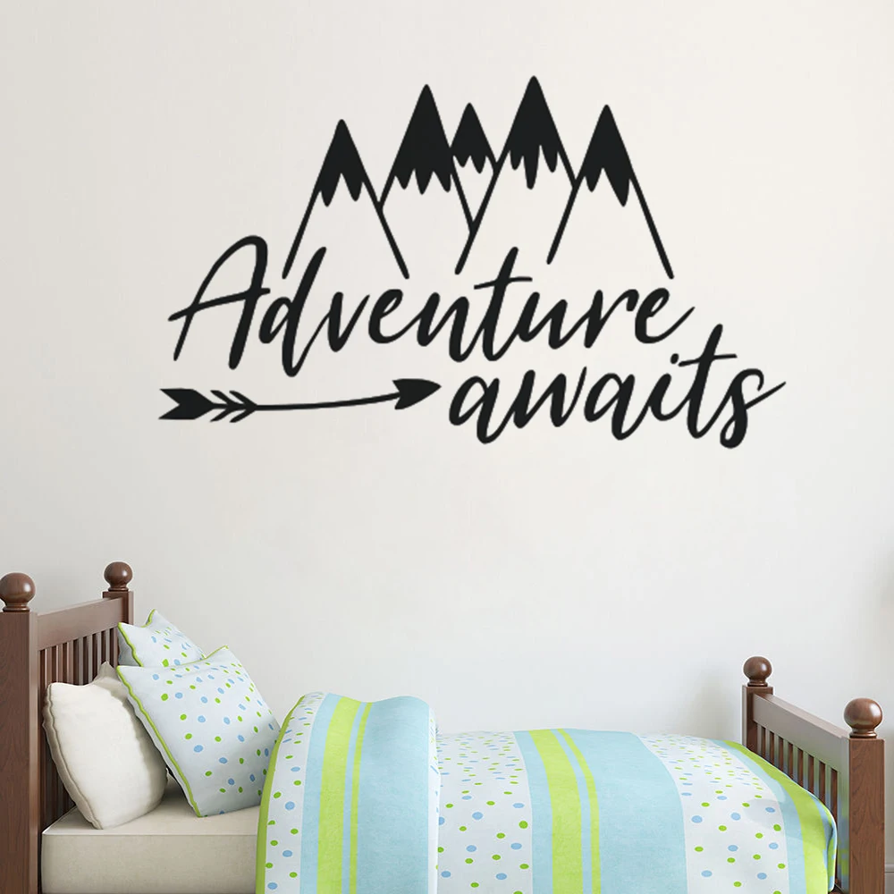 Mountains Wall Decal Adventure Awaits Vinyl Wall Sticker Kids Playroom