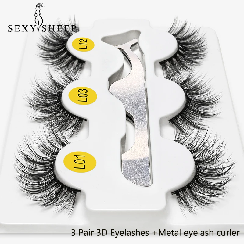 

3 Pairs 3D False Eyelashes 3 Styles Eyelashes with Tweezer Full Soft EyeLash Extensions 100% Hand Made False Lashes Eye Makeup