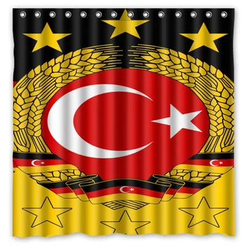 

71*71inch Personalized Turkish Flag-New Moon And Star Pattern Shower Curtain Waterproof Polyester Bathroom Curtains