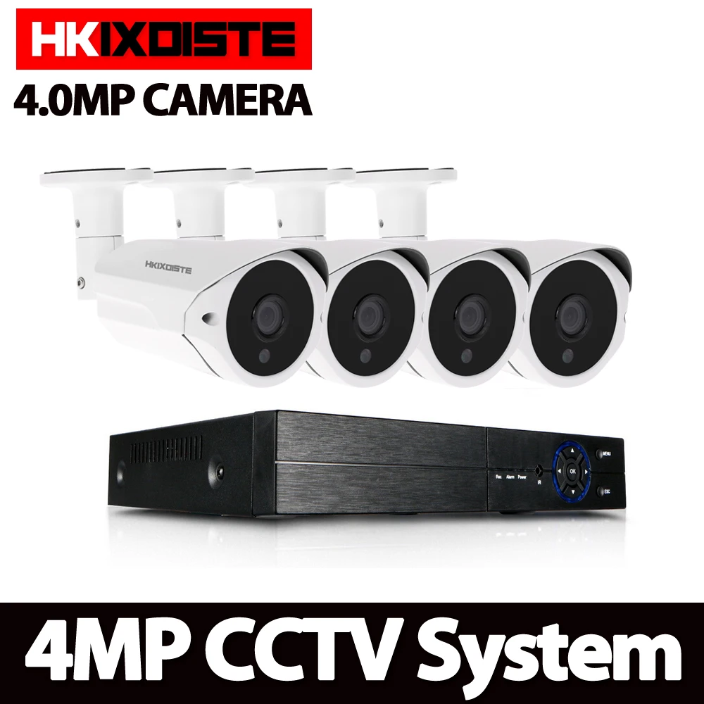 HKIXDISTE 4CH 4.0MP AHD DVR CCTV система 4MP ИК Ночное Видение Крытая уличная камера Домашняя