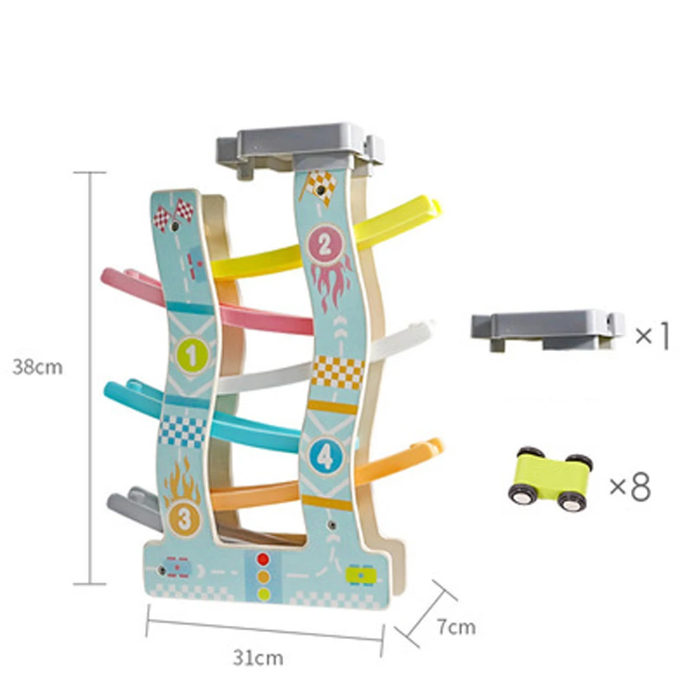 Деревянная игрушечная машинка гоночный трек мини инерционная машина скользящая игрушка малыш рампа гонщик раннее развитие автомобиля/поезд игровой набор детские игрушки - Цвет: WJ3597B