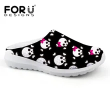 Большие размеры 35-41, Для мужчин летние сандалии дышащие пляжные тапочки с принтом «череп», женский, сетчатый освещенные Sandalias Outdoor слипоны; Zapatos