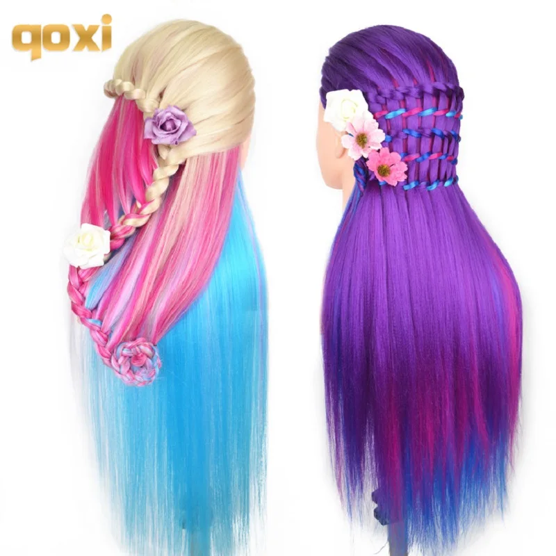 Buy Qoxi Professional training heads with long thick hairs practice Hairdressing mannequin dolls hair Styling maniqui tete for sale