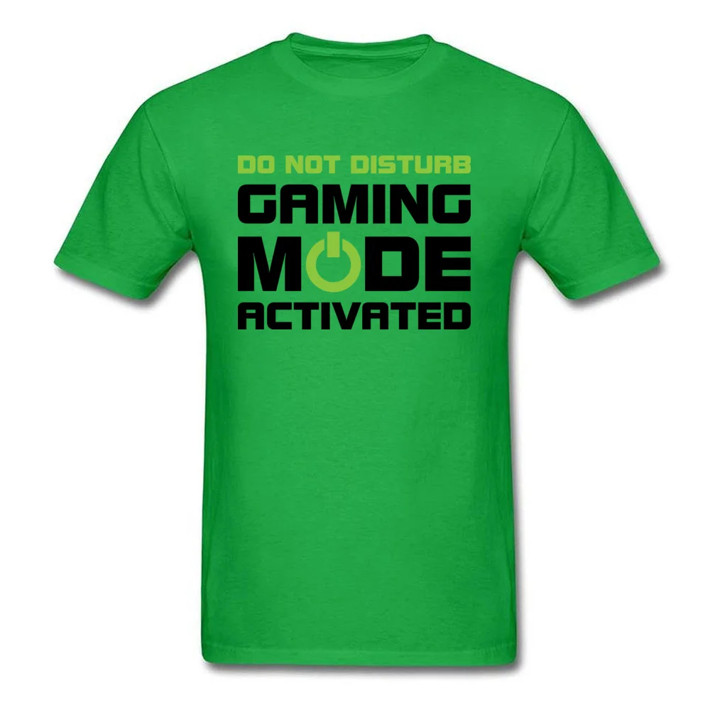 Gaming Mode Activated Funny T Shirt Short Sleeve for Men 100% Cotton Fall O-Neck T-Shirt Normal Tee Shirt Retro Gaming Mode Activated green