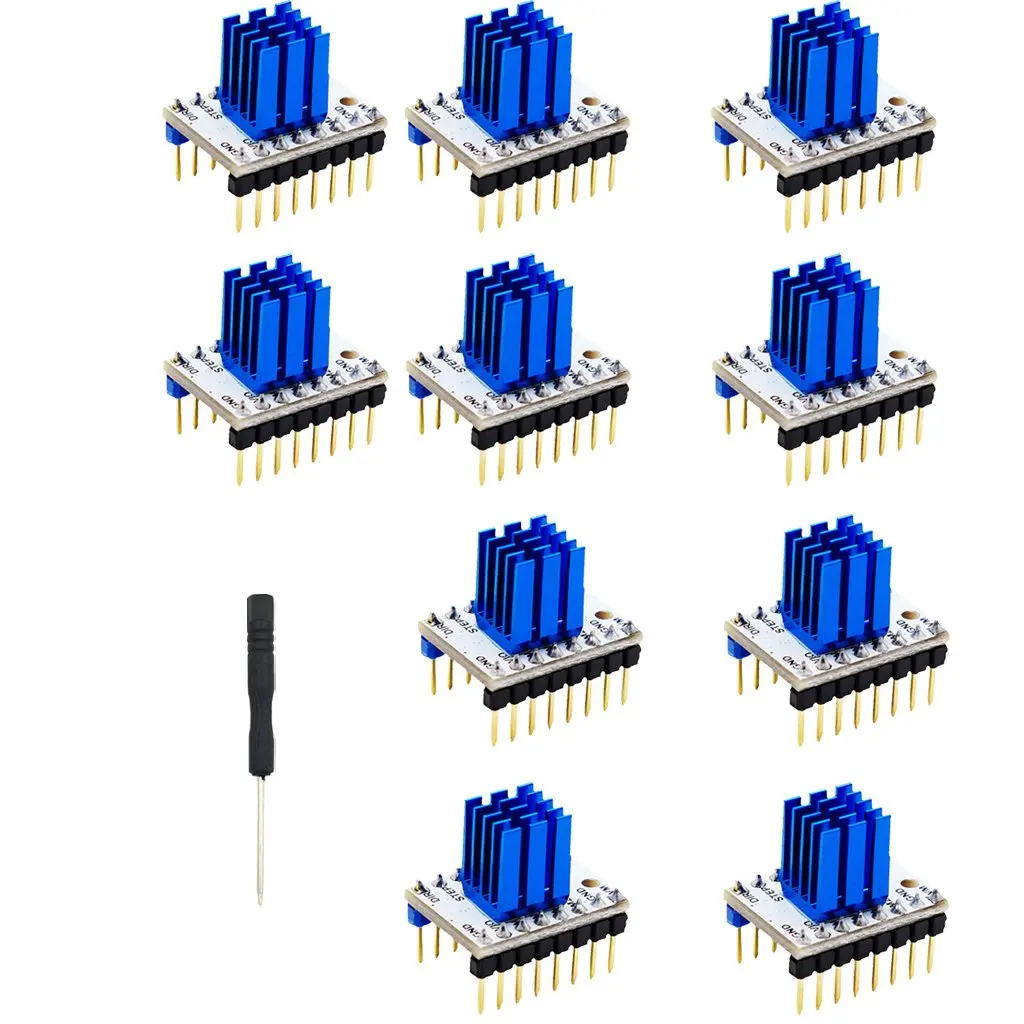 10 шт. TMC2208 V1.0 Драйвер шагового двигателя Модуль контроллера вкл. 10x радиатор 1x отвертка 3d принтер набор аксессуаров