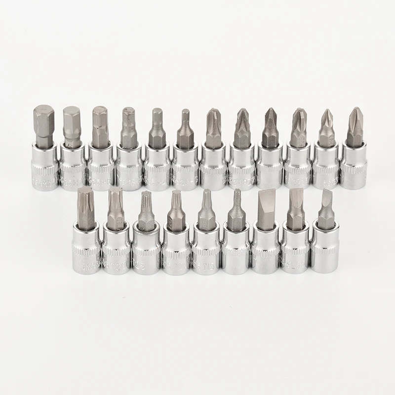 

21pcs Torx Bit Socket Set Household Repair Tools 1/4" Drive Sockets Wrench Head Hex Torx Slotted Phillips Pozidriv Bits