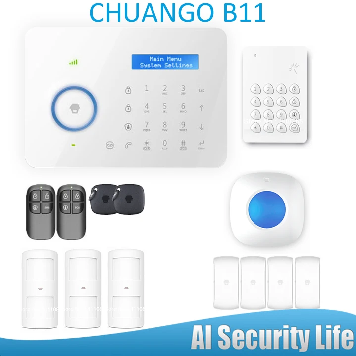 

B11 Dual network PSTN/GSM burglar Security Alarm System Intelligence Keypad 3 PCS Pet Immune PIR Sensor