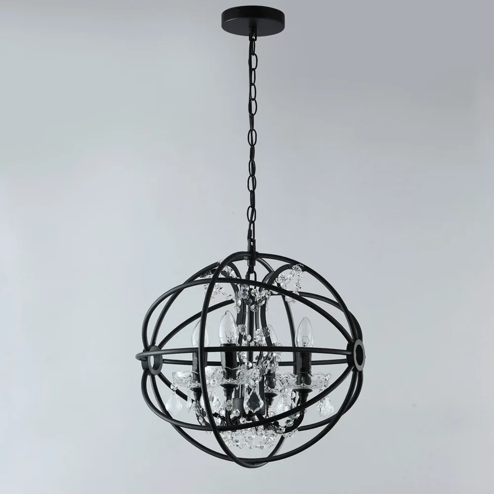 Modern round crystal chandelier led lamps retro iron chandeliers high