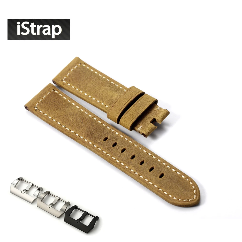 22mm 24mm 26mm Watch Belt Tan Color Assolutamente Leather Watch Strap Band With PVD Pre V