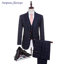 Мужские костюмы квадратный свадебный смокинг костюм на заказ индивидуальный деловой костюм как свадебный костюм(пиджак+ брюки+ жилет