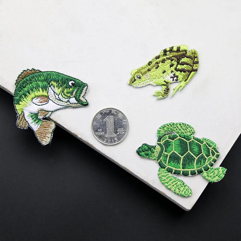 Download Fish Frog and Tortoise Embroidered Patch for Clothing Iron ...