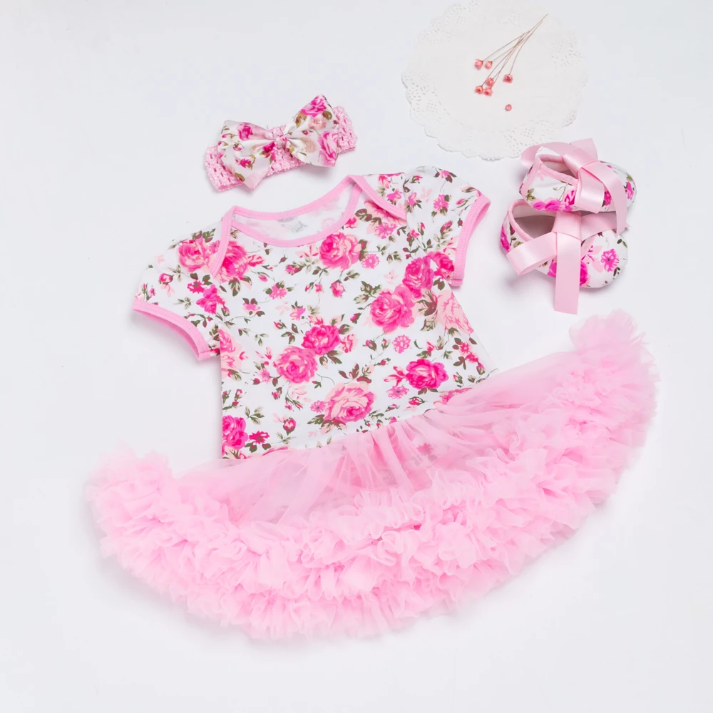 Одежда для новорожденных девочек розового цвета Vestidos комбинезон пачка платье +