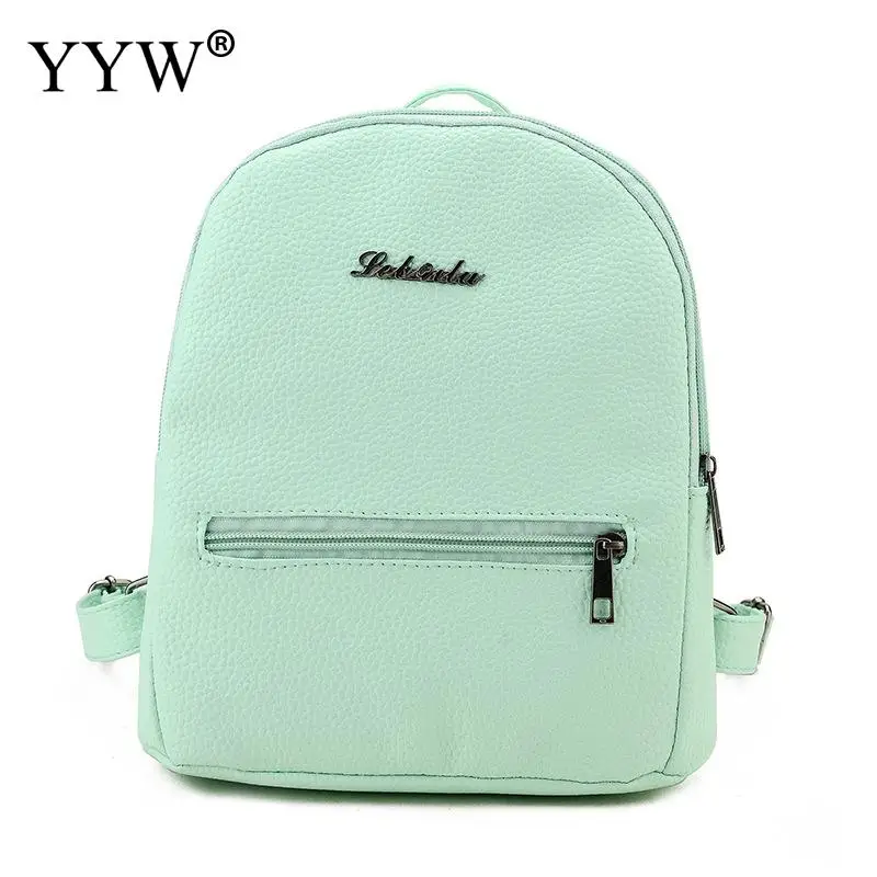 Модный маленький рюкзак ярких цветов из искусственной кожи для девочек, Милая Мини сумка через плечо в духе колледжа, женская сумка высокого качества - Цвет: green