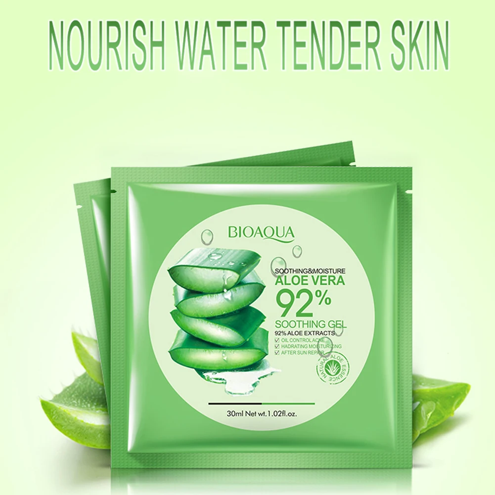 

1Pcs BIOAQUA Natural Aloe Vera Gel Face Mask Skin Care Moisturizing Oil Control Wrapped Mask Shrink Pores Facial Mask for women