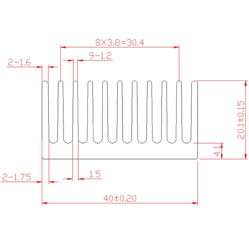 Younuon 40 mm Dissipador de Calor 40x40x20 mm Led Heatinks de Alumínio Cpu Gpu Cartão de Resfriamento do Dissipador de Calor 10 Peças - Imagem 2