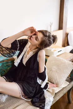 

s Sleepwear Women Night Wear Home Robe Gown Set Transparent Silk Robe Kimono Negligee Lace Nightie Sets