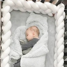 Buy 1m-3m Four-ply Woven Bed Girth Crotch Cot Infant Room Decor Crib Protector Pacification Toy Weaving Knot for Kids stuff Bedding Free Shipping