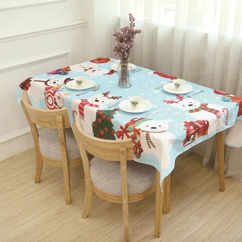 

Waterproof Tablecloth Santa Claus Snowman Elk Pattern Table Cover for Xmas Home Decor Rectangular Linen Table Cloth for Party