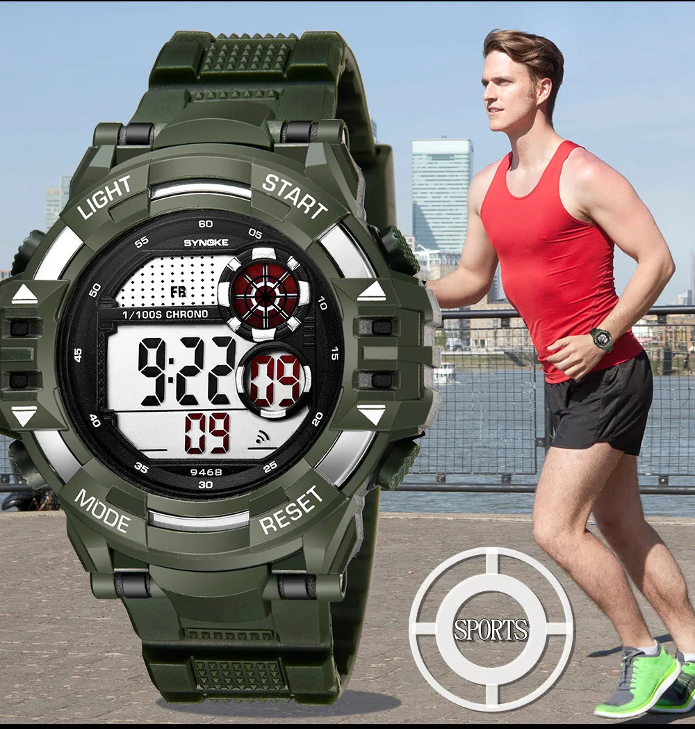 

SYNOKE Fashion Casual Brand Men's Watch Multi Function Military Sports Mens Clock LED Digital Dual Movement Watches zegarek