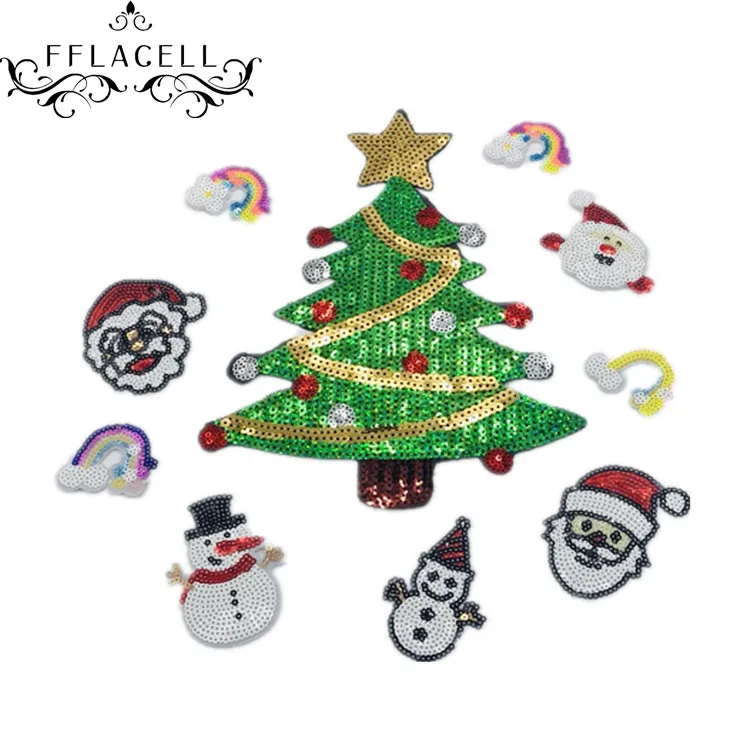 

FFLACELL Christmas Style Patch For Clothing Embroidered Sew Applique Cute Patch Fabric Badge Garment DIY Apparel Accessories