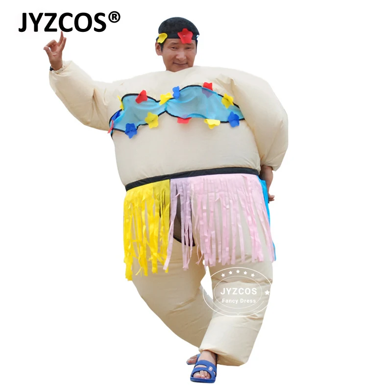 

JYZCOS 2018 Purim Halloween Inflatable Costume Carnival Cosplay Party Adult Inflatable Hawaiian Dance Costume Funny Game Dress