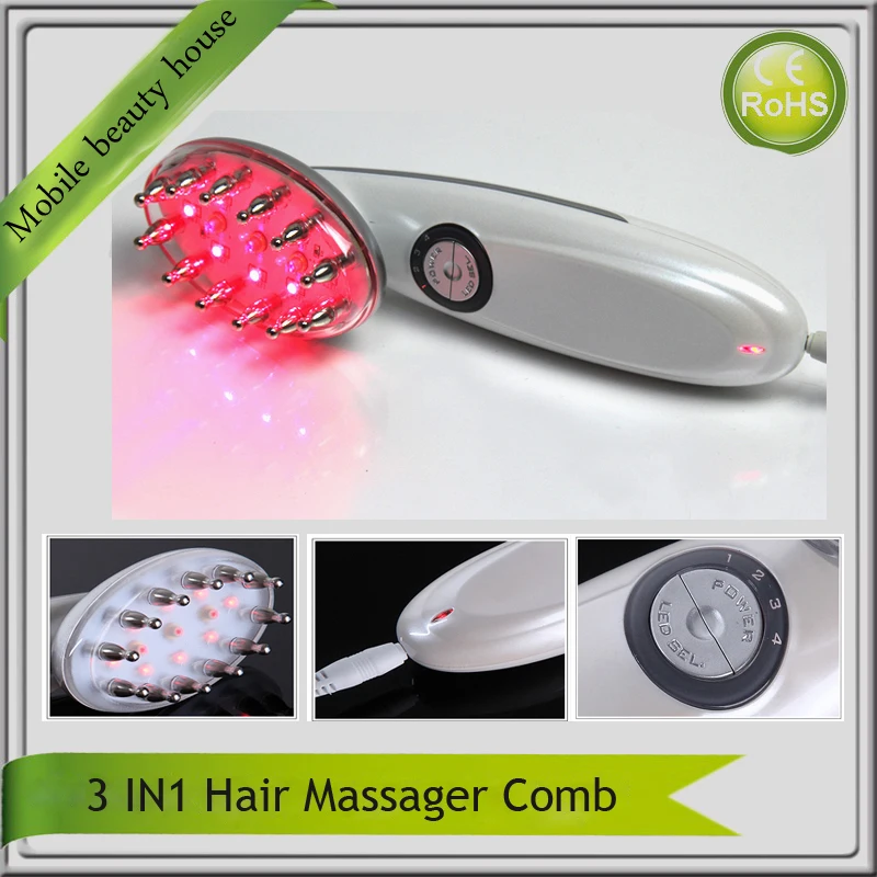 3 IN 1 Electric Pro Bio Microcurrent Laser + Led Photon Therapy Hair Head Regrowth Massager Comb For Hair Loss Free Shipping