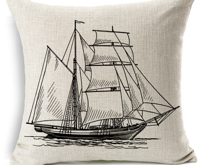 The pirate ship navigation anchor seaman chart of cotton and linen standard size 45x45cm | Дом и сад