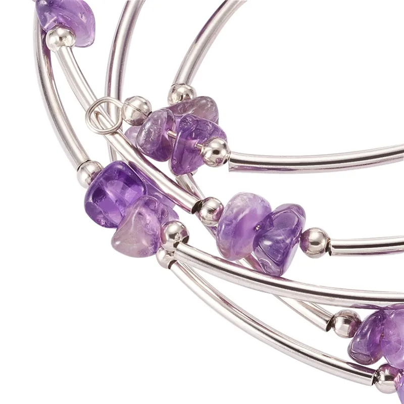 1-strand-2-08-53mm-Womens-5-Loop-Stone-Chip-Warp-Bracelets-Memory-Wire-with-Brass (1)