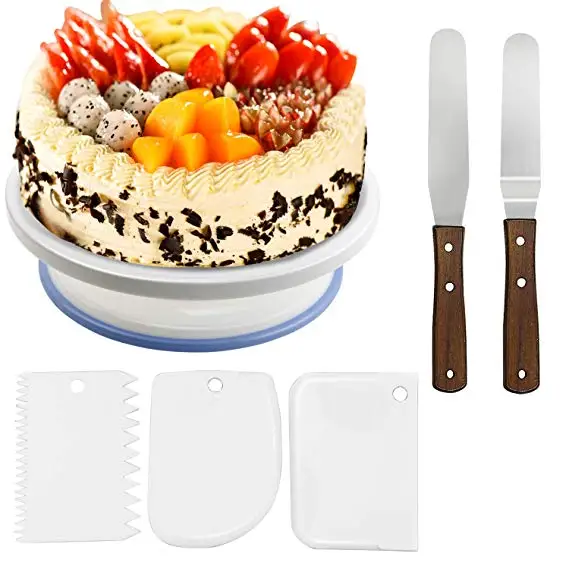 

1Set Manual Rotation Round Cake Rotating Turntable Set Baking Tools Spatula Cake Turntable Flower Table Spot Kitchen Accessories