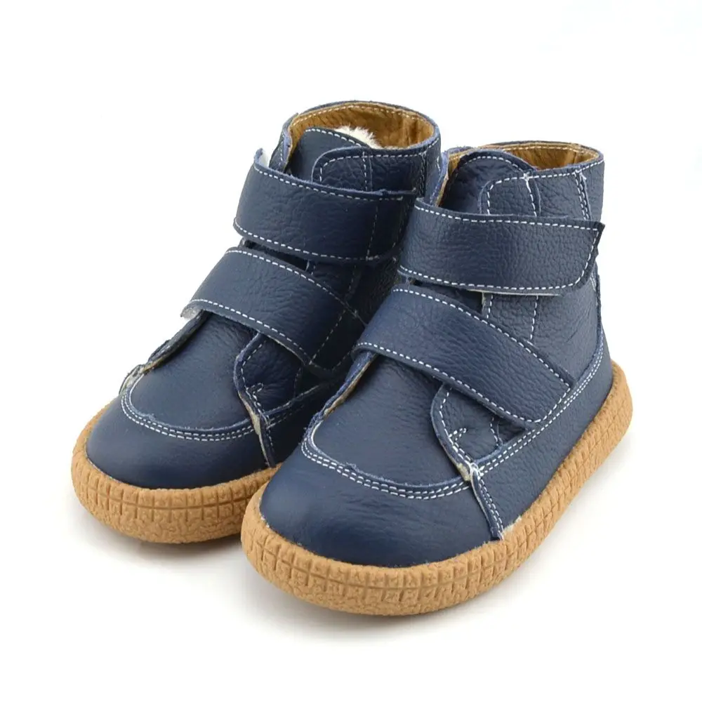 Для больших мальчиков кожаные ботинки зимние военно-морской флот обувь для детей детские ботинки теплые простые пользующиеся спросом обувь ремни sandq детский 16,5 см-20 см