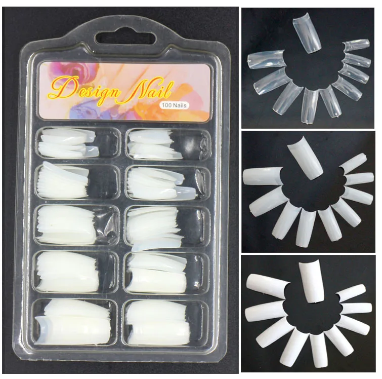 100pcs Acrylic French C Curve Fake Nails Faux Ongles Half False Nails