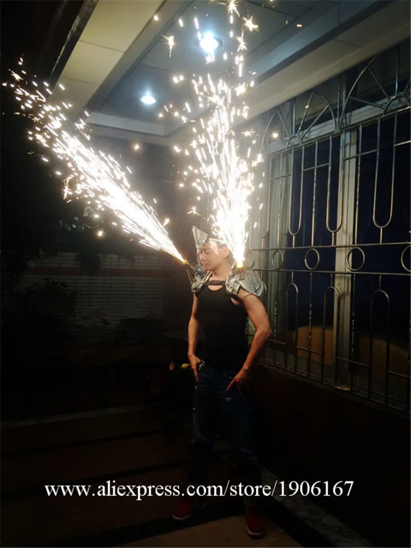  Silver dance bar shoulder wears Singer cold fireworks clothing party dj disco ballroom mirror led light costumes supplies07