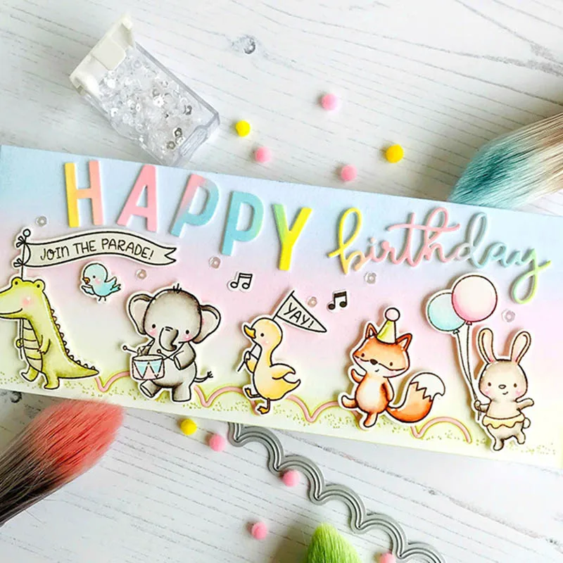 

Party parade transparent clear stamp coordinating die for DIY Scrapbooking/Card Making/Kids Christmas Fun Decoration Supplies