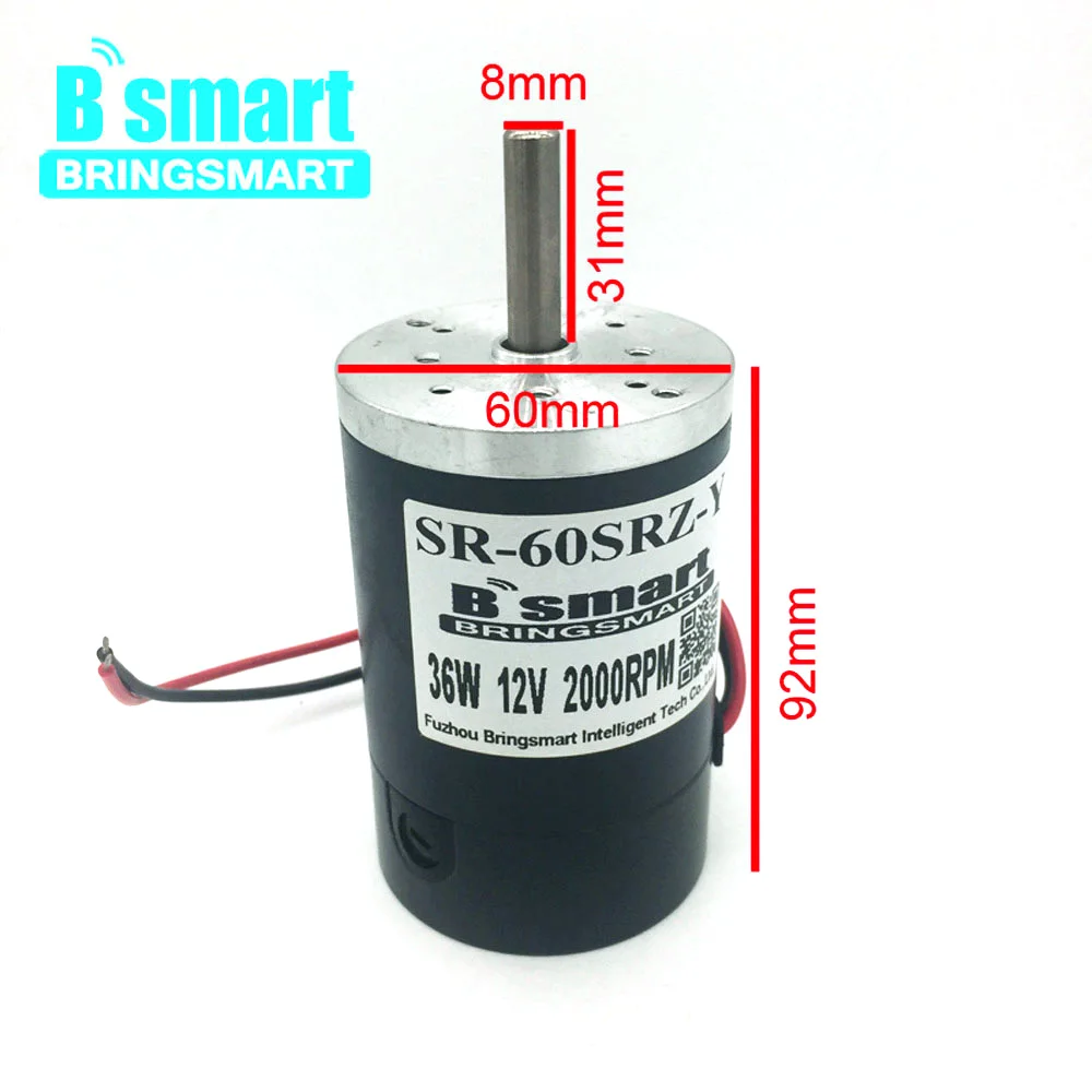 Bringsmart 60SRZ-Y двигатель постоянного тока 12V 24V постоянный магнит высокой Скорость мотор 4000 об/мин Реверсивный Мини электрический двигатель mrico инструмент DIY часть