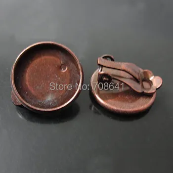 

Blank Earrings Bases Settings with Round Bezel pads Glass Cabochons Clip Earrings Crafts DIY Findings Antique Copper Plated