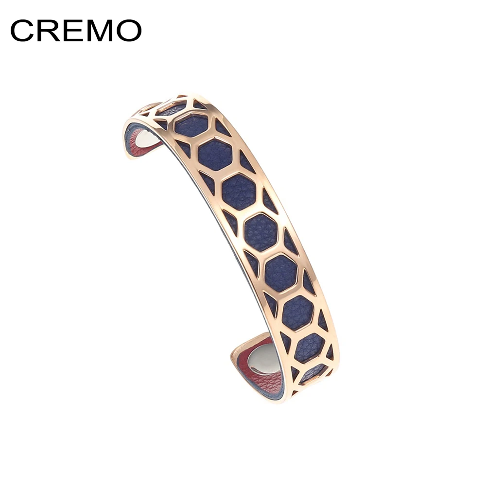 

Cremo Beehive Cuff Leather Bracelets Bangles Stainless Steel Bracelet Manchette Femme Interchan Reversible Bracelets For Women