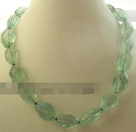

ddh003741 flourite green faceted necklace nature 17.5