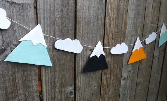 Mountain With Clouds Birthday Felt Garlands Baby Shower Buntings