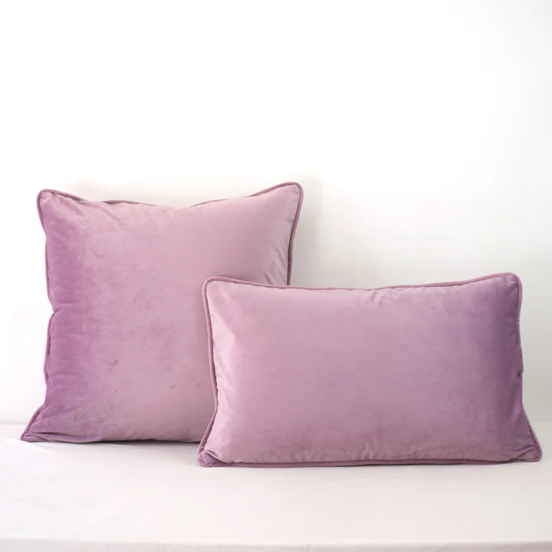 

Piping Design Light Pink Purple Velvet Cushion Cover Pillow Case Pillow Cover No Balling-up Without Stuffing