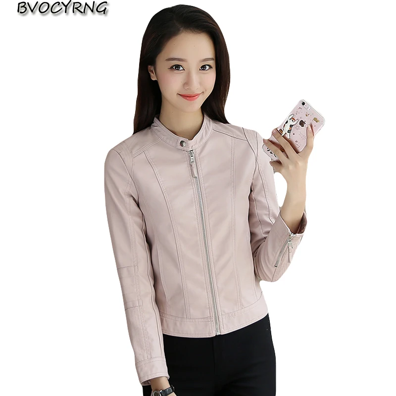 

New Short Leather Jacket Spring autumn Women Slim Coat Large Size high quality Locomotive Jacket Womens Basic Coats girls Tops