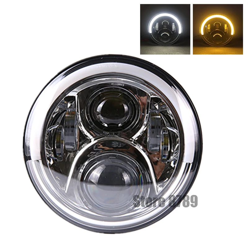

7 Inch Round Black/Chrome LED Headlight With Turn Signal DRL For Harley Touring Ultra CVO Limited Tri Glide 7" Forward Headlamp