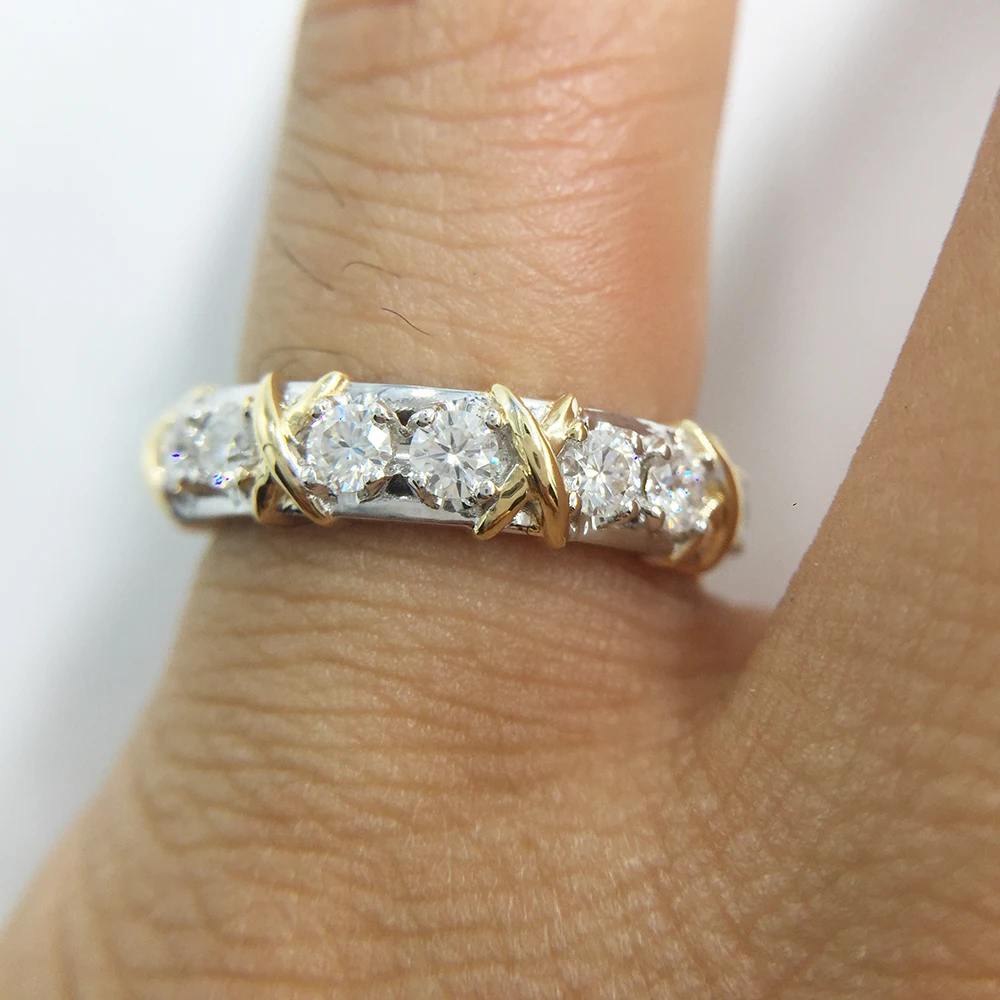 1,6 CTW Carat Lab Grown DF Moissanite Eternity Full Band Solid 14 K желтое Белое золото обручальное кольцо на головщину для женщин