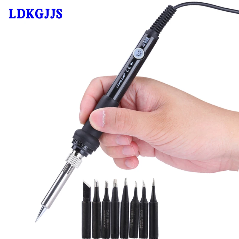 

110V/220V 60W Electric Soldering Iron Adjustable Temperature Soldering Gun Rework Welding Repair Tools + 8pcs Solder Tips