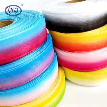 

HL 25MM 8 Meters/lot Two-tone Organza Ribbons Wedding Decorative Gift Box Wrapping DIY Hair Accessories